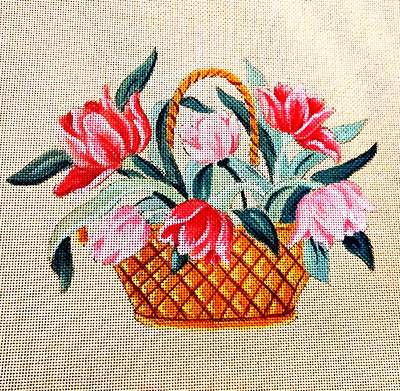 tulipes, fleurs, panier